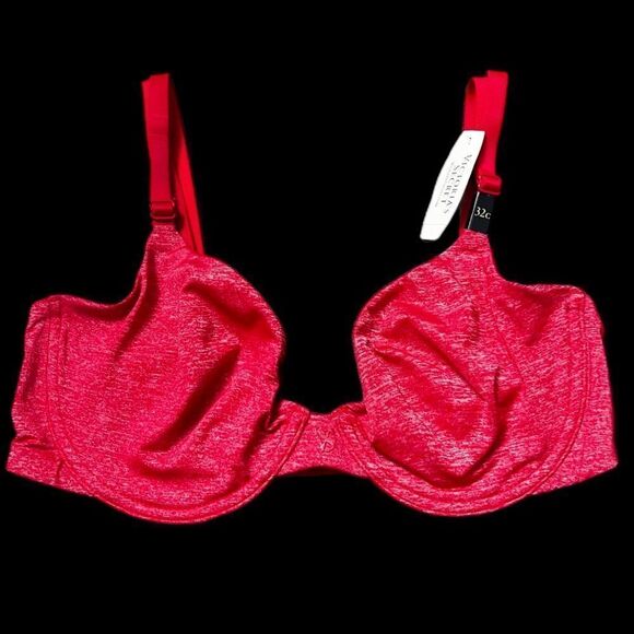 Victoria’s Secret Unlined Semi Demi soft smooth bra marled Red 32C - Picture 4 of 5